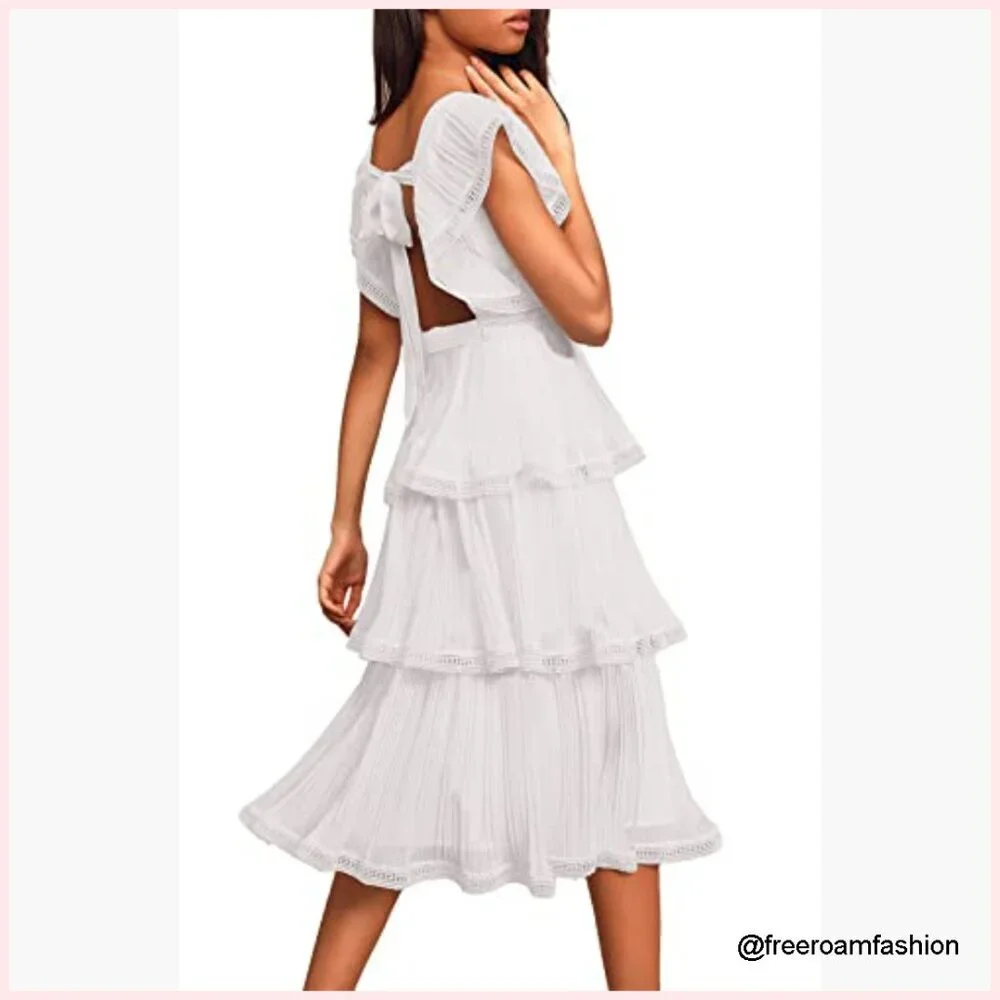 Chiffon Maxi Dress Ruffle Tiered Boho Floral Beach Wedding Guest - Picture 2 of 3